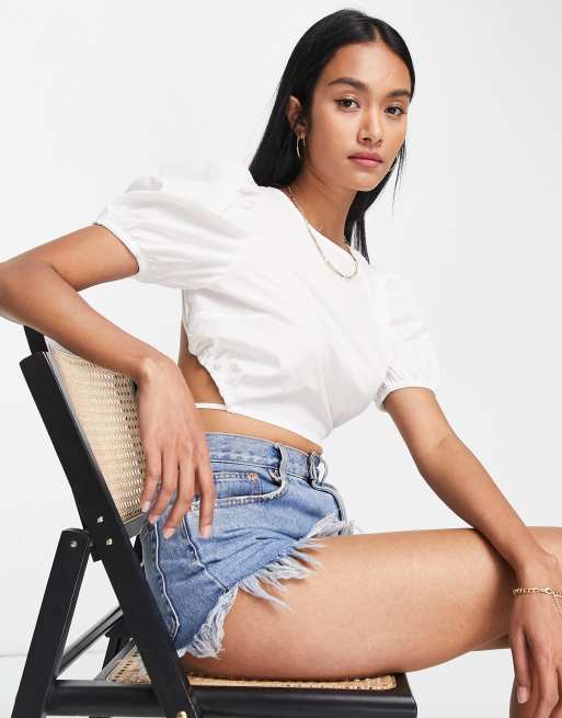 Topshop white puff sleeve top new arrivals