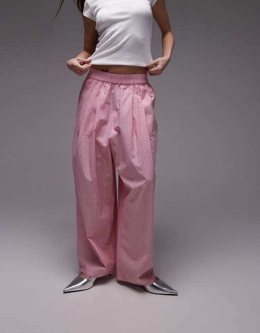 Topshop poplin pull on stripe wide leg pants, 2 of 5