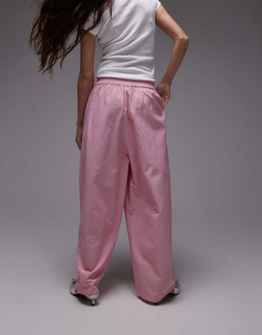 Topshop poplin pull on stripe wide leg pants, 3 of 5