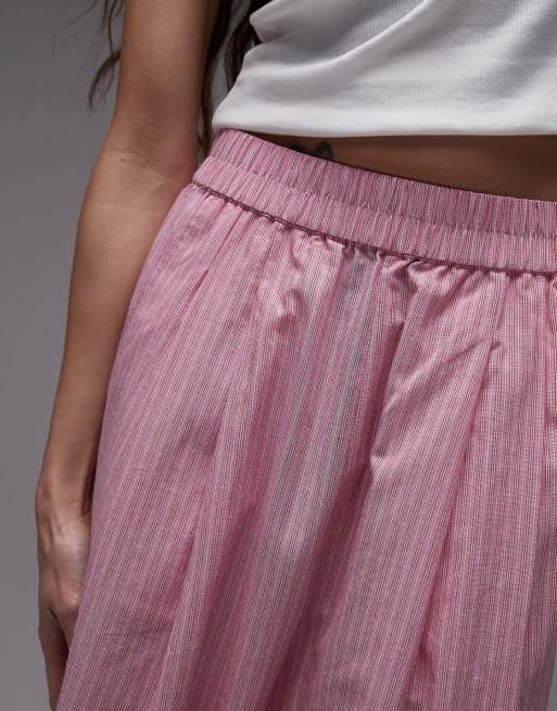 Topshop poplin pull on stripe wide leg pants, 4 of 5