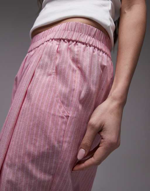 Topshop poplin pull on stripe wide leg pants, 5 of 5