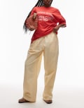 [Topshop] Topshop poplin pull on wide leg pants in buttermilk yellow L YELLOW