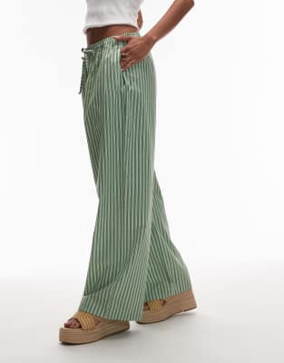 Topshop Poplin Pull On Wide Leg Pants