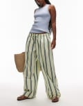 [Topshop] Topshop poplin pull on wide leg pants in stripe-Multi M MULTI