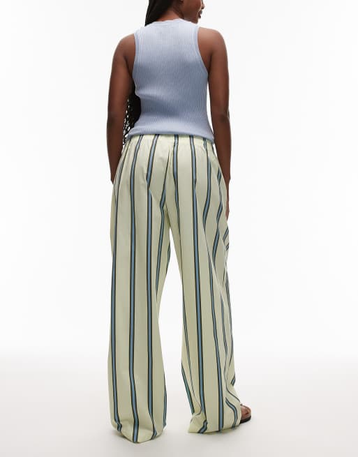 Topshop poplin pull on wide leg trouser in stripe, 3 of 5