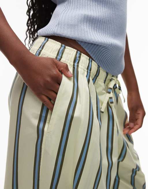 Topshop poplin pull on wide leg trouser in stripe, 4 of 5