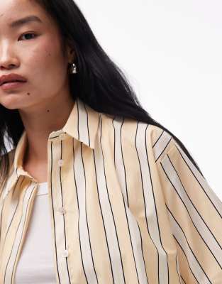 Topshop Poplin Resort Shirt In Multi