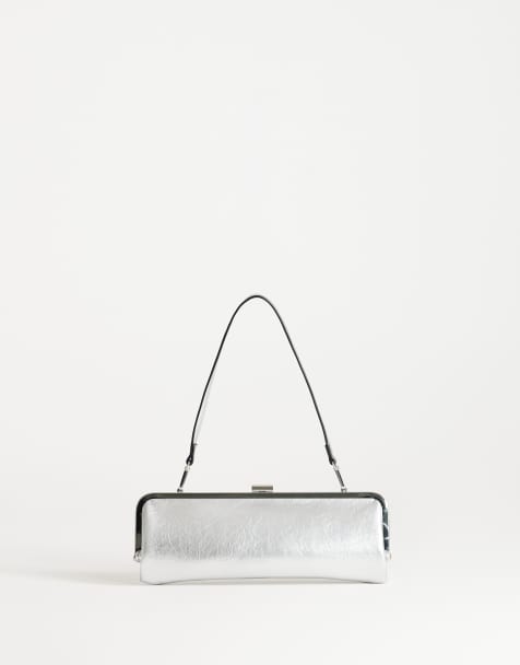 Topshop - Poppy - Borsa a spalla piccola rettangolare argento con chiusura - view 1