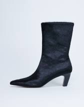 Topshop Poppy real leather point toe ankle boot in black pony