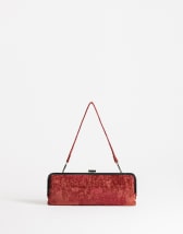 Topshop Poppy rectangle clasp shoulder bag in burgundy