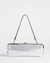 Topshop Poppy rectangle clasp shoulder bag in silver