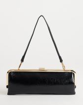 Topshop Poppy small rectangle clasp shoulder bag in black