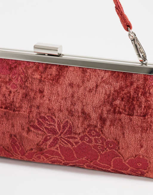 Topshop Poppy small rectangle clasp shoulder bag in burgundy, 3 of 4