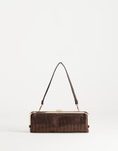 Topshop Poppy small rectangle clasp shoulder bag in chocolate diamante
