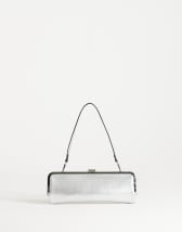 Topshop Poppy small rectangle clasp shoulder bag in silver