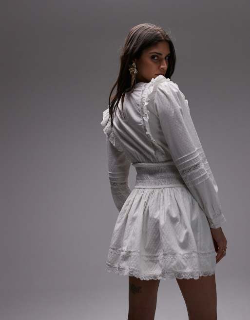 Topshop prarie mini tea dress in white, 4 of 4