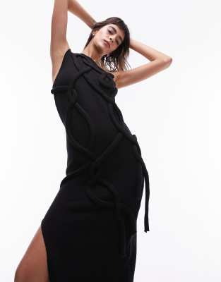 topshop black knit dress Topshop mix rib knit black long sleeve sweater dress