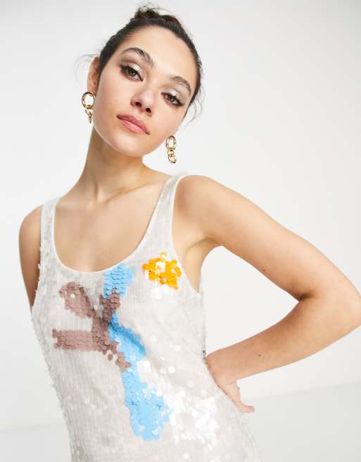 Topshop white 2025 sequin dress