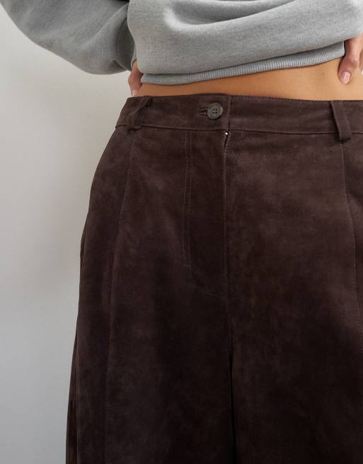 Topshop Premium-Barrel-Hose aus echtem Wildleder in Braun, 5 von 5