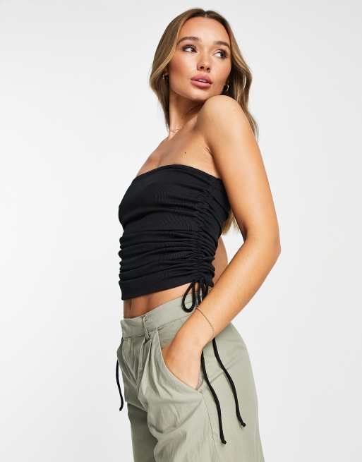 Topshop - Premium - Basic bandeau met rimpeleffect aan de zijkant in zwart