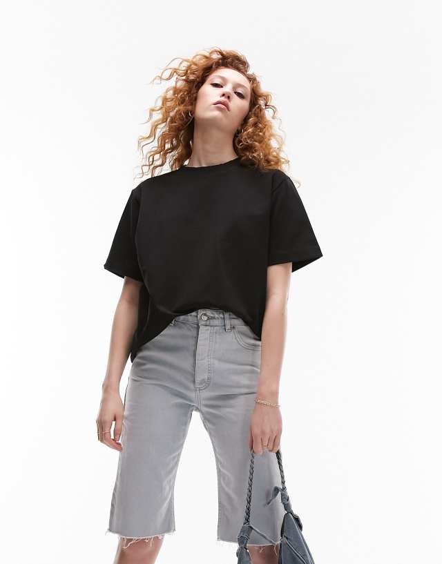 Topshop premium basic short sleeve tee in black