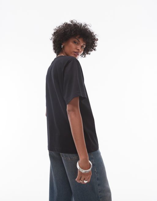 Topshop premium basic short sleeve tee in black