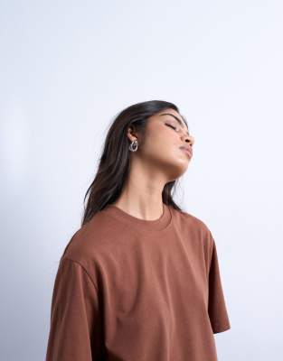 Topshop Premium Basic Short Sleeve Tee In Brown