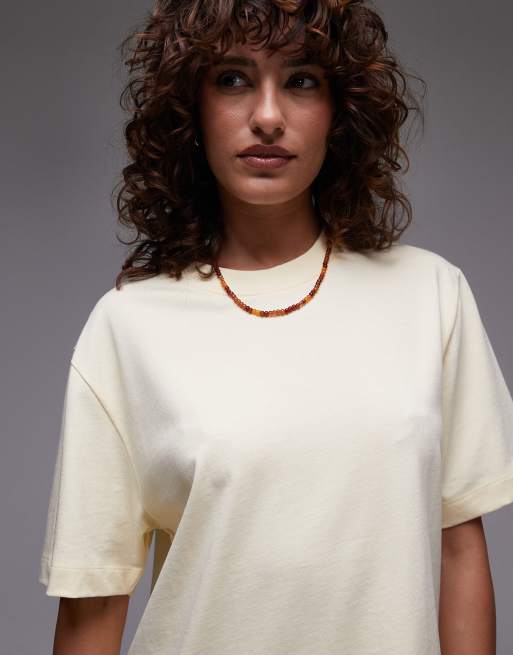 Topshop premium basic short sleeve tee in buttermilk