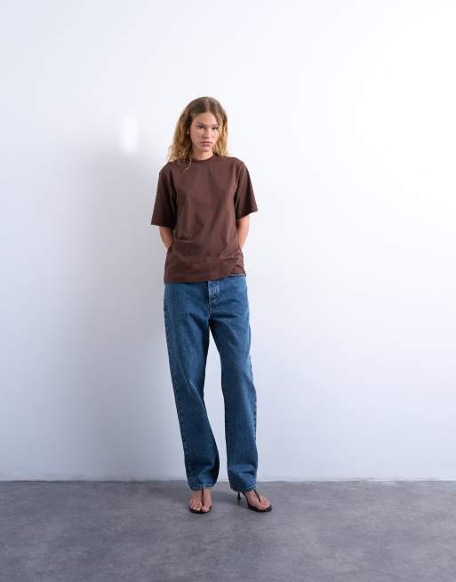 Topshop premium basic short sleeve tee in chocolate brown, 2 of 4
