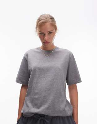 Topshop premium short sleeve tee in dark gray heather
