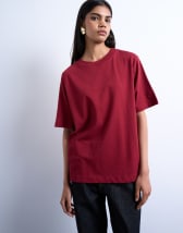Topshop premium basic short sleeve tee in dark red