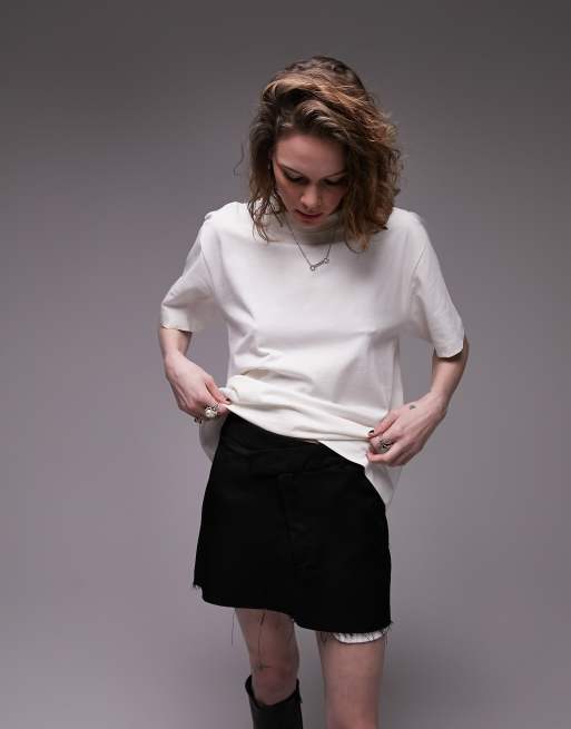 Topshop premium basic short sleeve tee in ecru