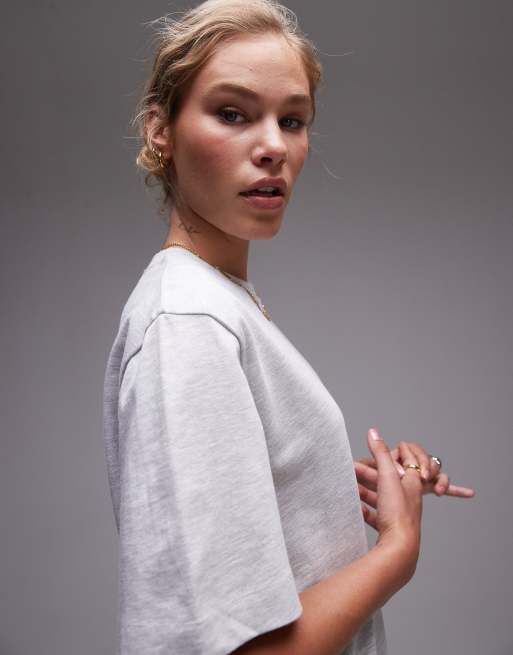 Topshop premium basic short sleeve tee in heather gray