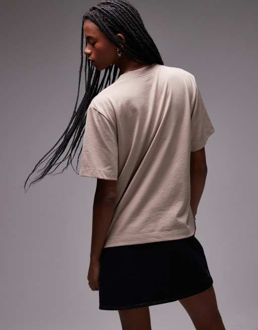 Topshop premium basic short sleeve tee in oat