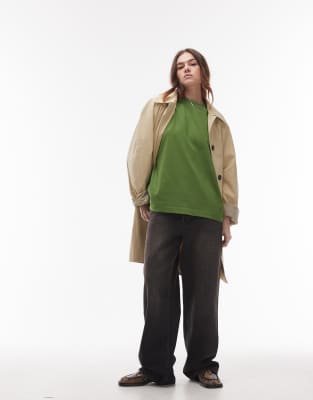 Topshop premium basic short sleeve tee in olive green