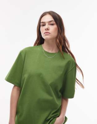Topshop premium basic short sleeve tee in olive green