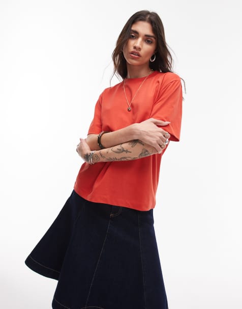 Topshop premium basic short sleeve tee in rust red - view 1