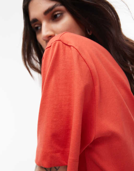 Topshop premium basic short sleeve tee in rust