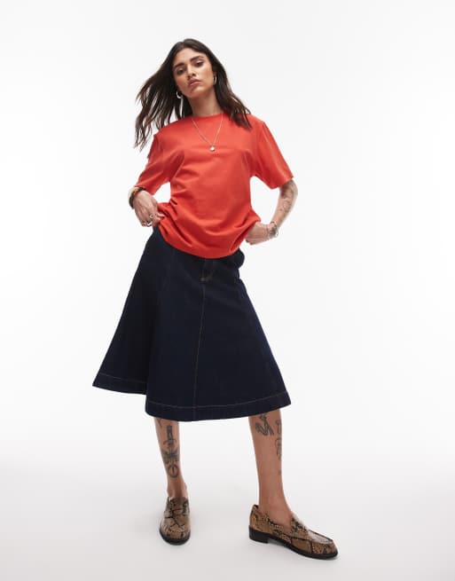 Topshop premium basic short sleeve tee in rust