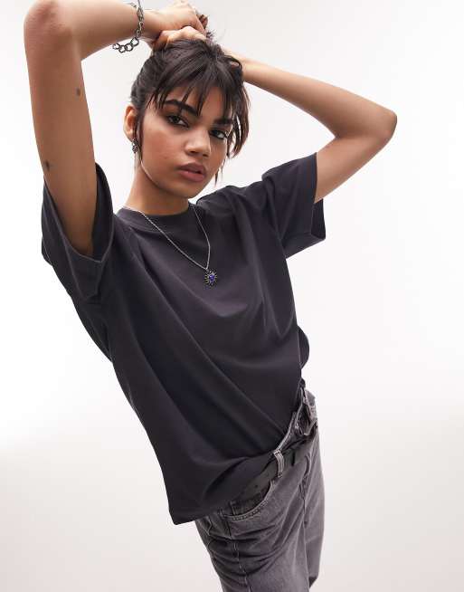 Topshop premium basic short sleeve tee in slate