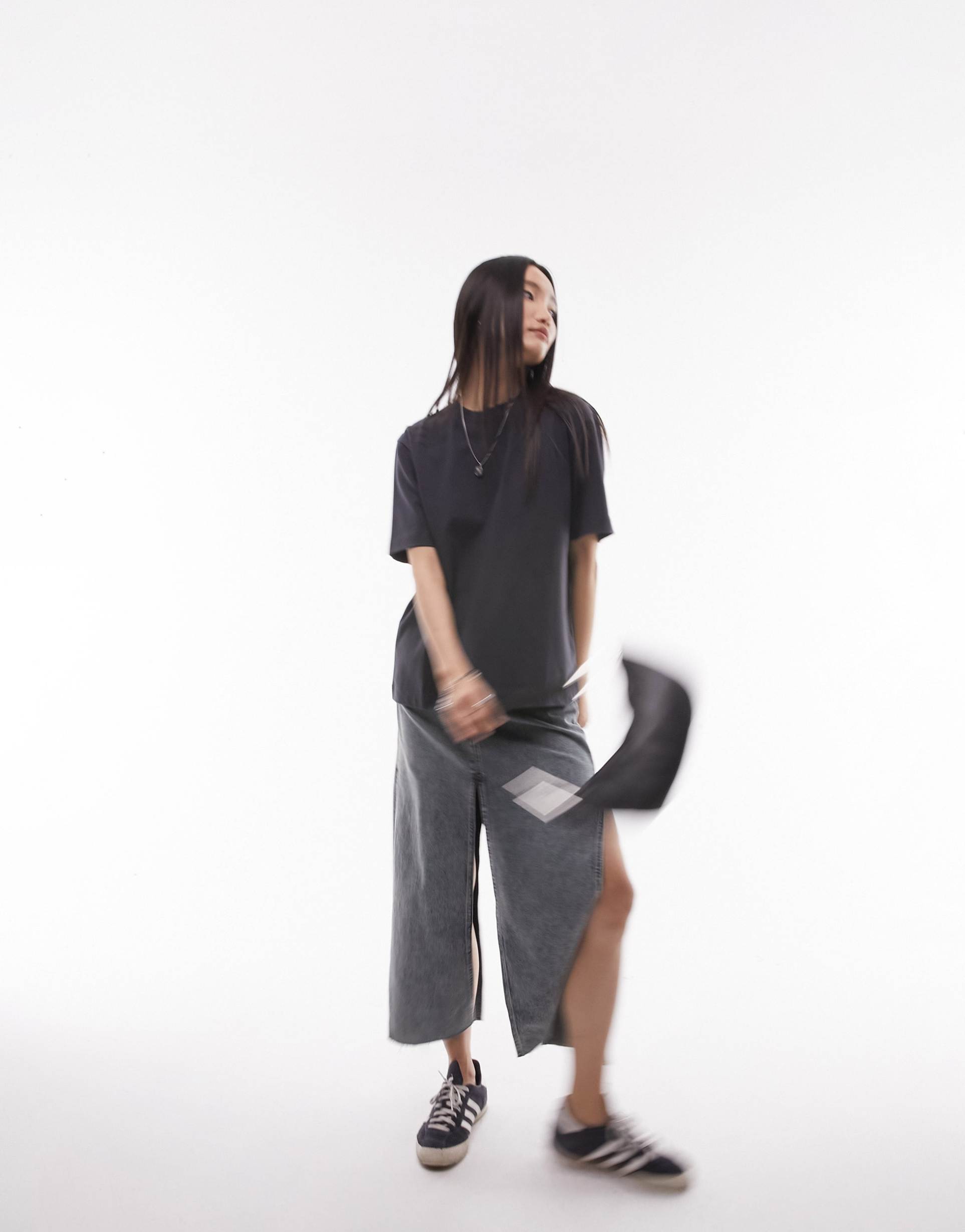 topshop premium basic short sleeve tee in slate