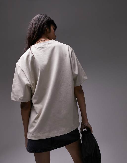 Topshop premium basic short sleeve tee in stone, 2 of 4