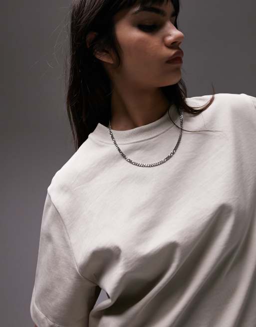 Topshop premium basic short sleeve tee in stone, 4 of 4