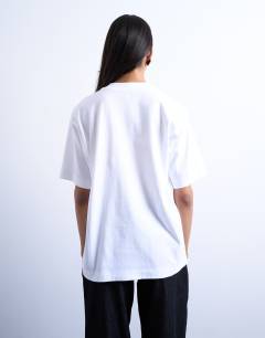 Model wearing Premium basic short sleeve tee in white