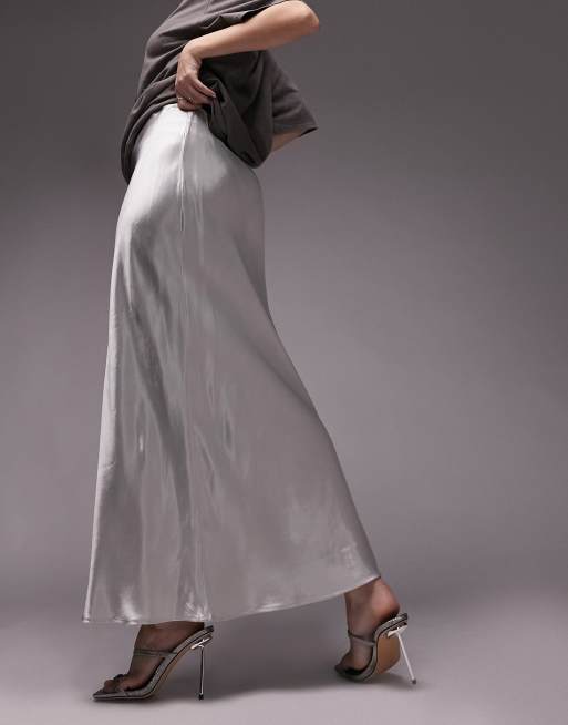 Silver 2024 satin skirt