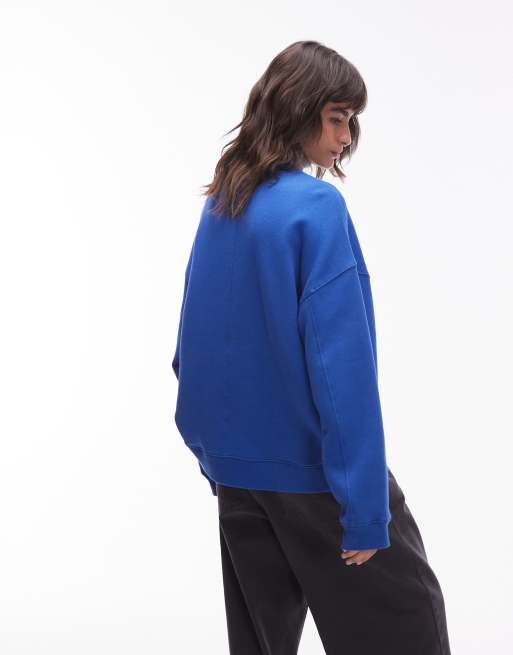 Topshop – Premium – Blå sweatshirt med dekorativ söm, 3 av 4