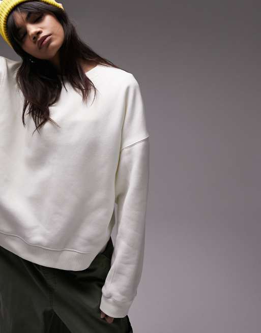 Topshop Premium – Bluza dresowa w kolorze ecru z ozdobnymi szwami