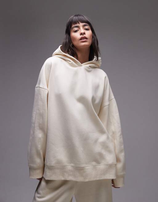 Topshop Premium – Bluza oversize z kapturem w kolorze ecru