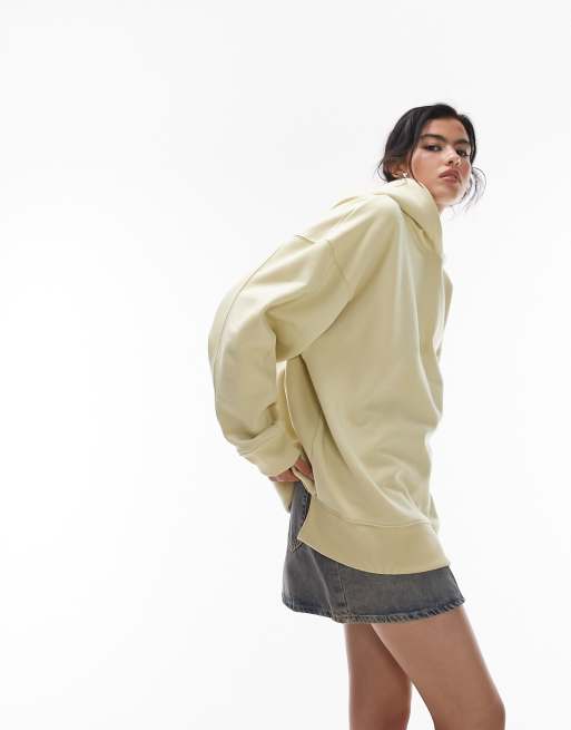 Topshop Premium – Bluza oversize z kapturem w żółtozielonym kolorze