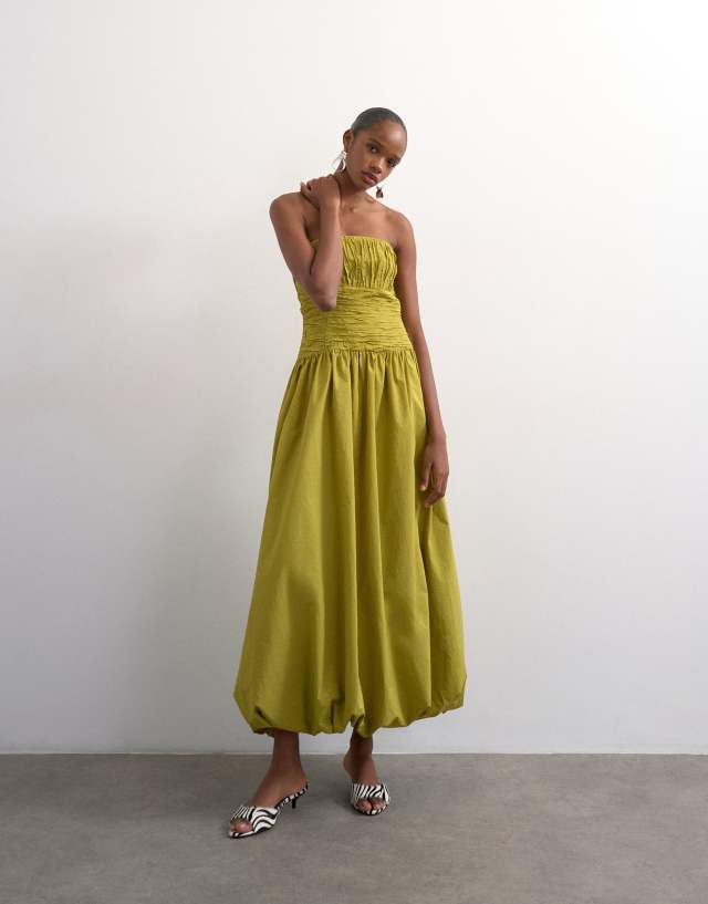 bubble dress green Topshop - Hem Bandeau Maxi - Women - Nylon - 8 US Emerald green